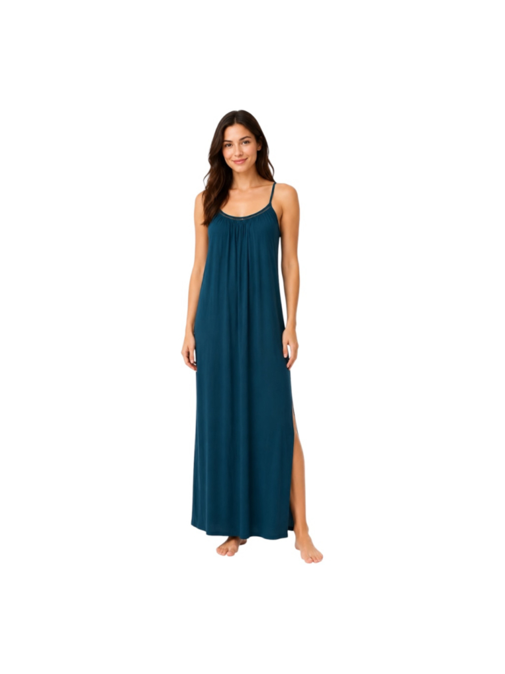 NWT JJ Winks JJWinks Teal Light Hug Maxi Nightgown Shelf Bra Size S